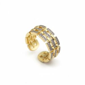 MODERN CZ GOLD ADJUSTABLE RING